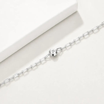 Detalhe da pulseira corrente clip em Prata 925 com Moissanite 1ct vista de costas